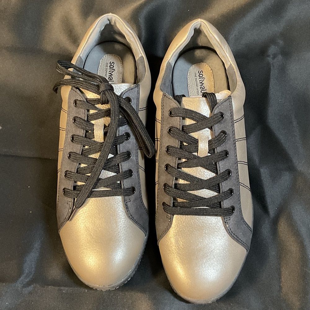 SoftWalk Metallic Gold and Black Sneakers